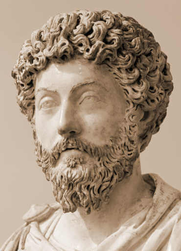 Marcus Aurelius byst, citat om acceptans.