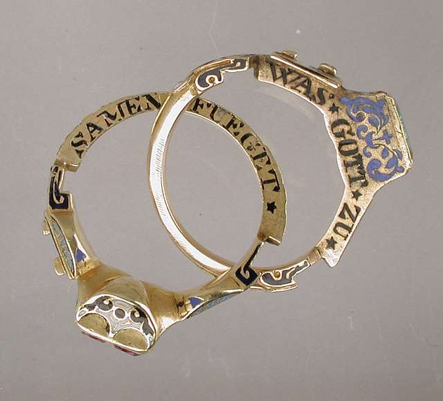 A Gimmal ring at the Met Museum from roughly the 15th century.