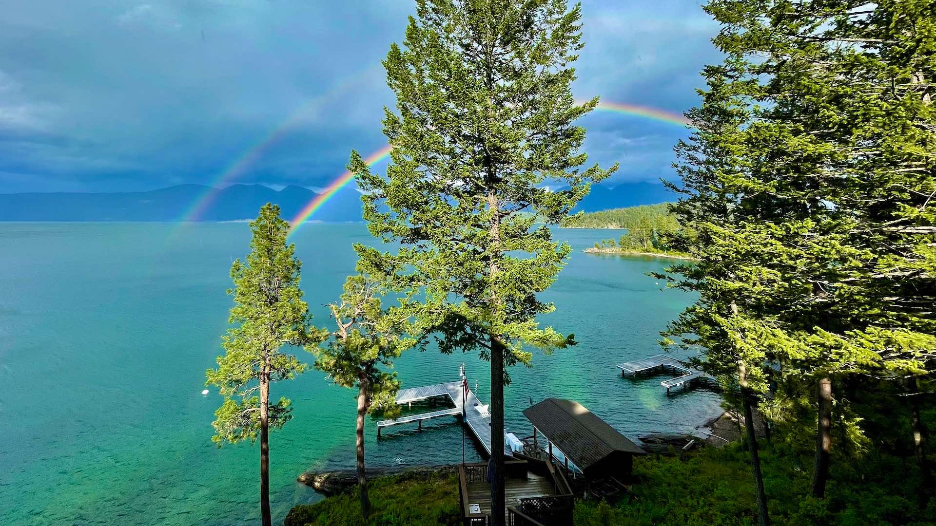 Well, thank you Flathead Lake for the beautiful rainbow welcome!