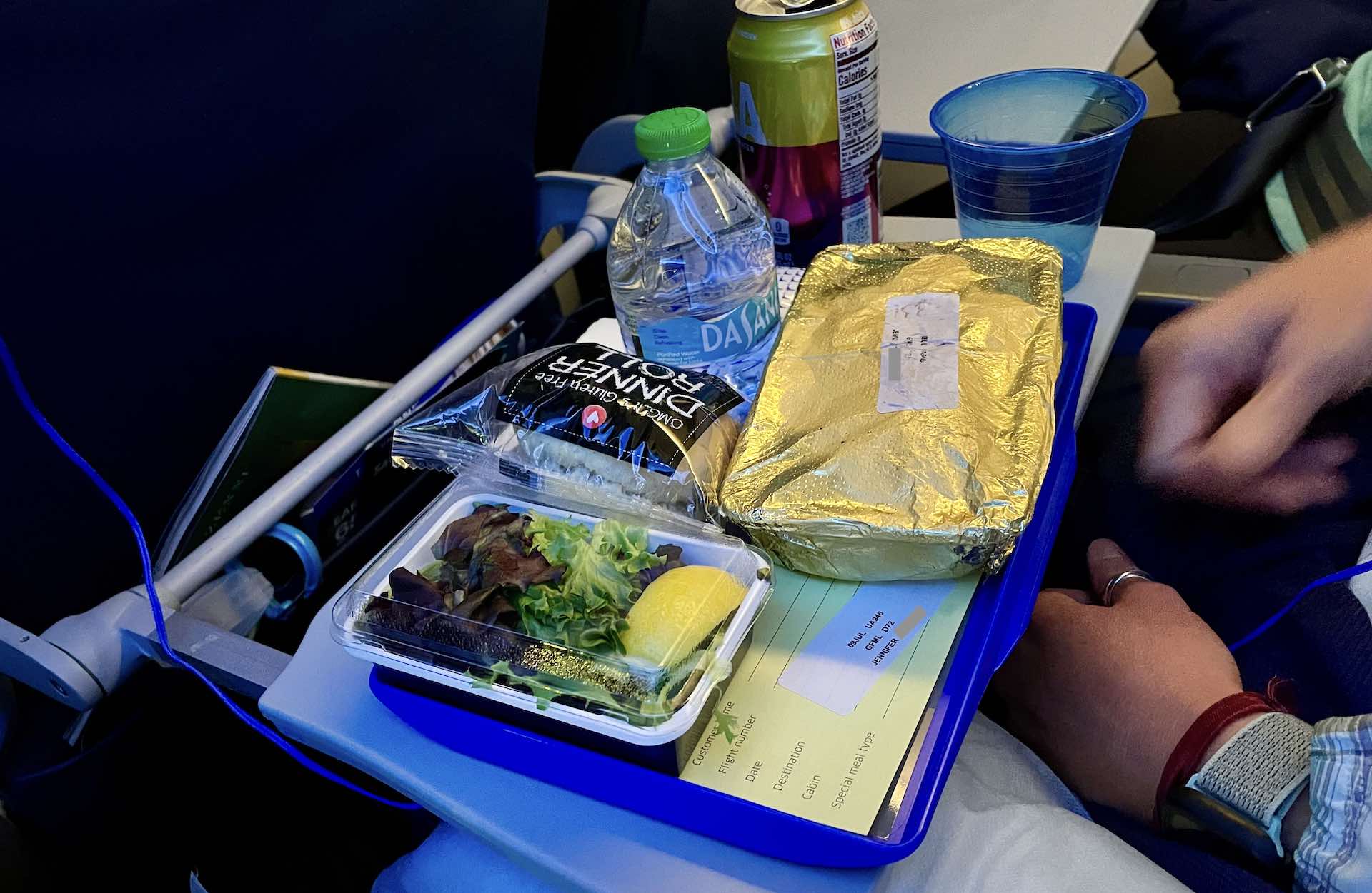 United even managed to get Jenni's gluten-free meal right, seemingly a rarity!